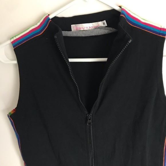 Rainbow Striped Black Full Zip Vest - M - Picture 3 of 6